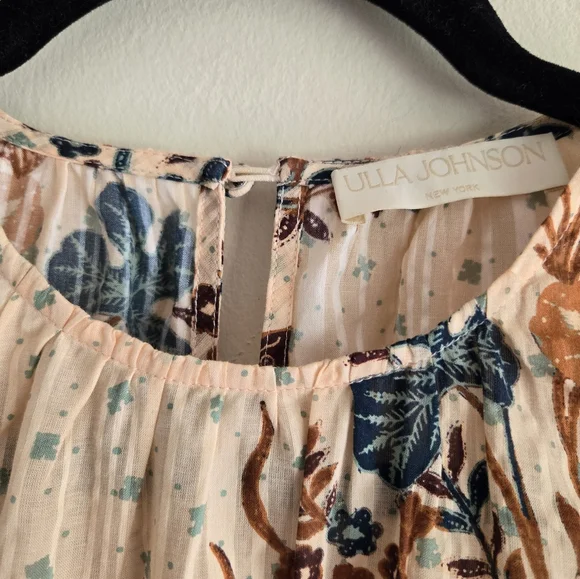 Ulla Johnson Etta Floral Ruffle Sleeve Midi Dress Boho Swing Prairie Dress - Picture 10 of 13